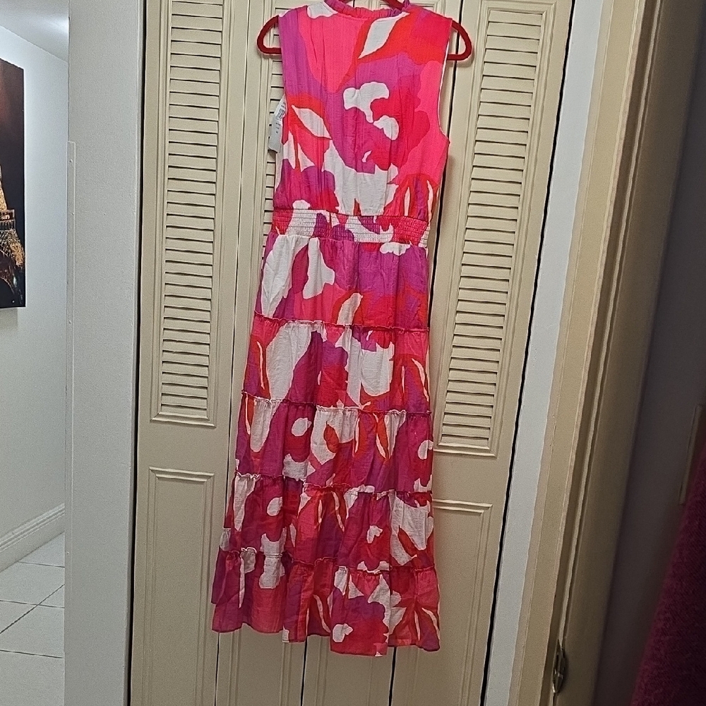 MSK Vibrant Pink and White Maxi Dress - Picture 3 of 4